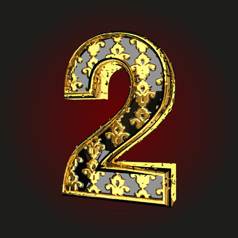 2个带金色的矢量黑字母