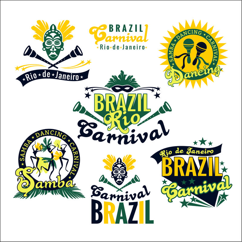 巴西狂欢节。一大套巴西模板
