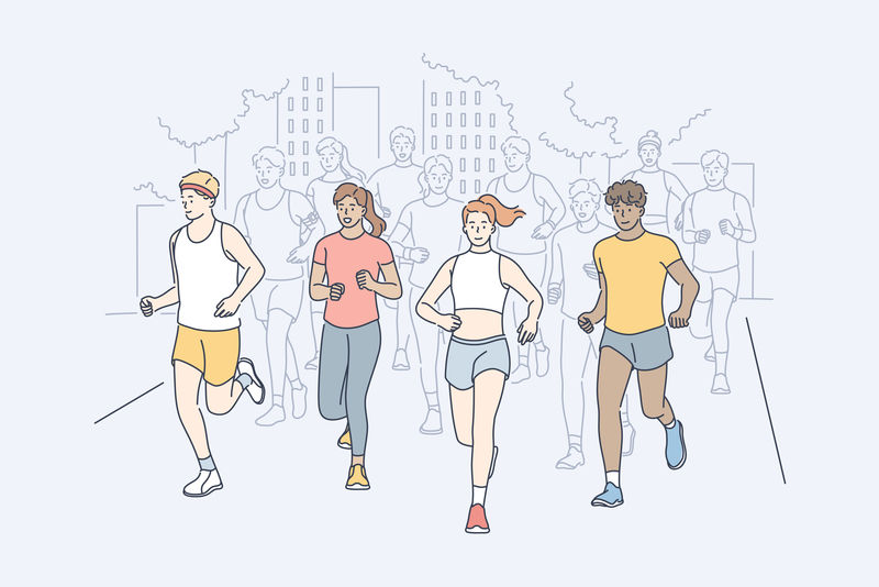 运动、慢跑、马拉松、活动概念