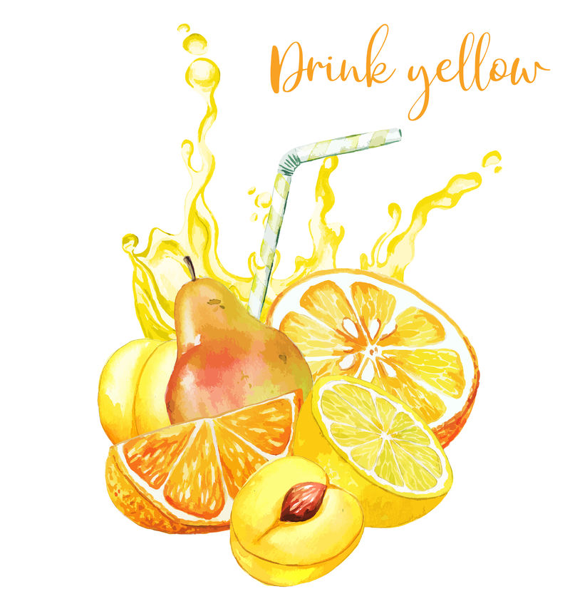 黄色果汁泼溅的黄色水果成分