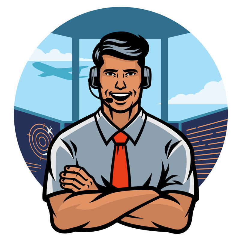 空中交通管制员微笑着