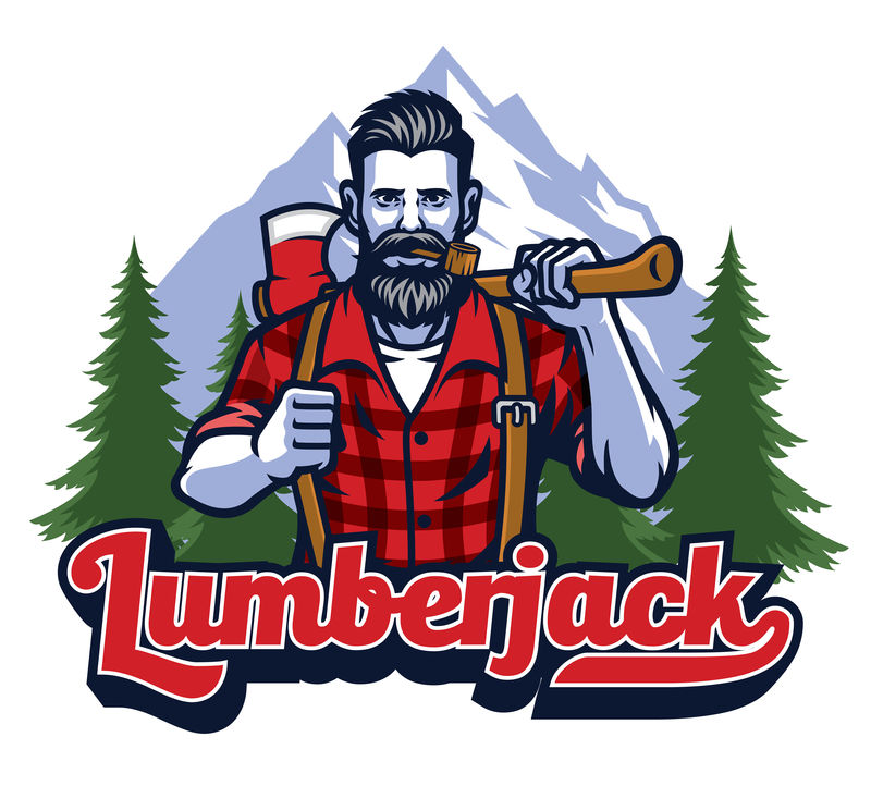 拿着大斧拿着管子的伐木工人