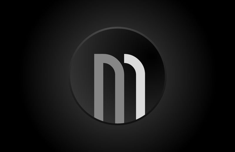 黑白字母m圆圈标志图标设计