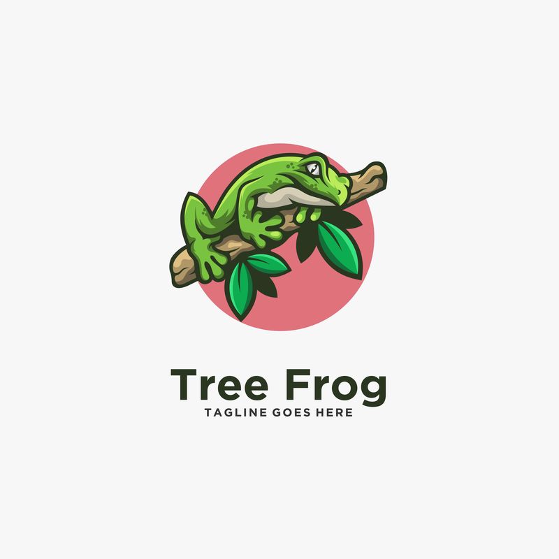 树蛙姿势插图矢量Logo线条艺术