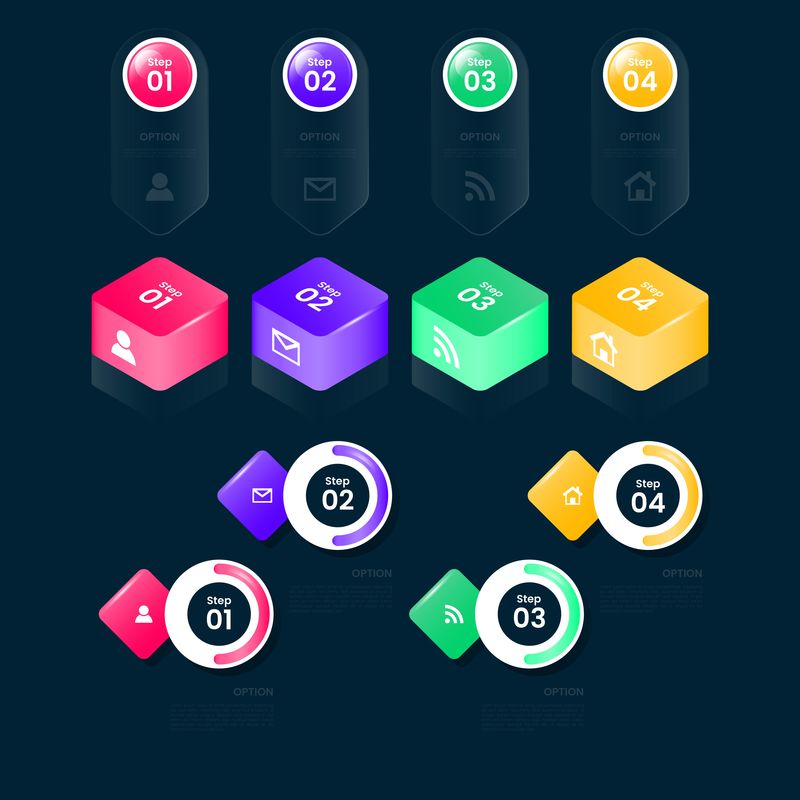 逼真的光泽台阶信息图形模板