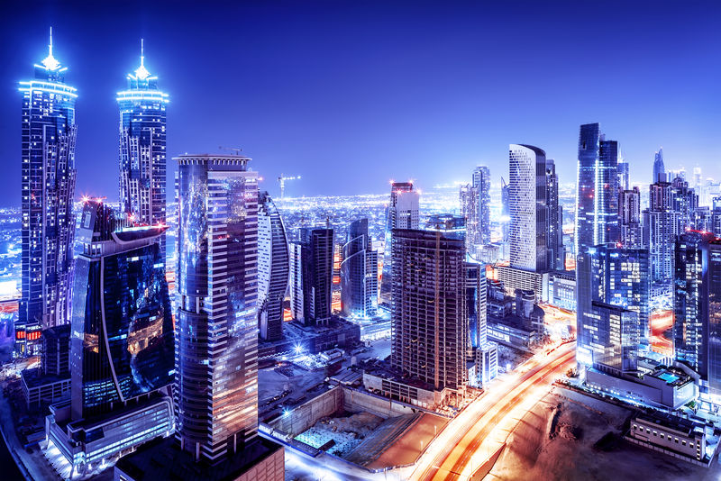 迪拜市中心夜景素材 高清图片 摄影照片 寻图免费打包下载