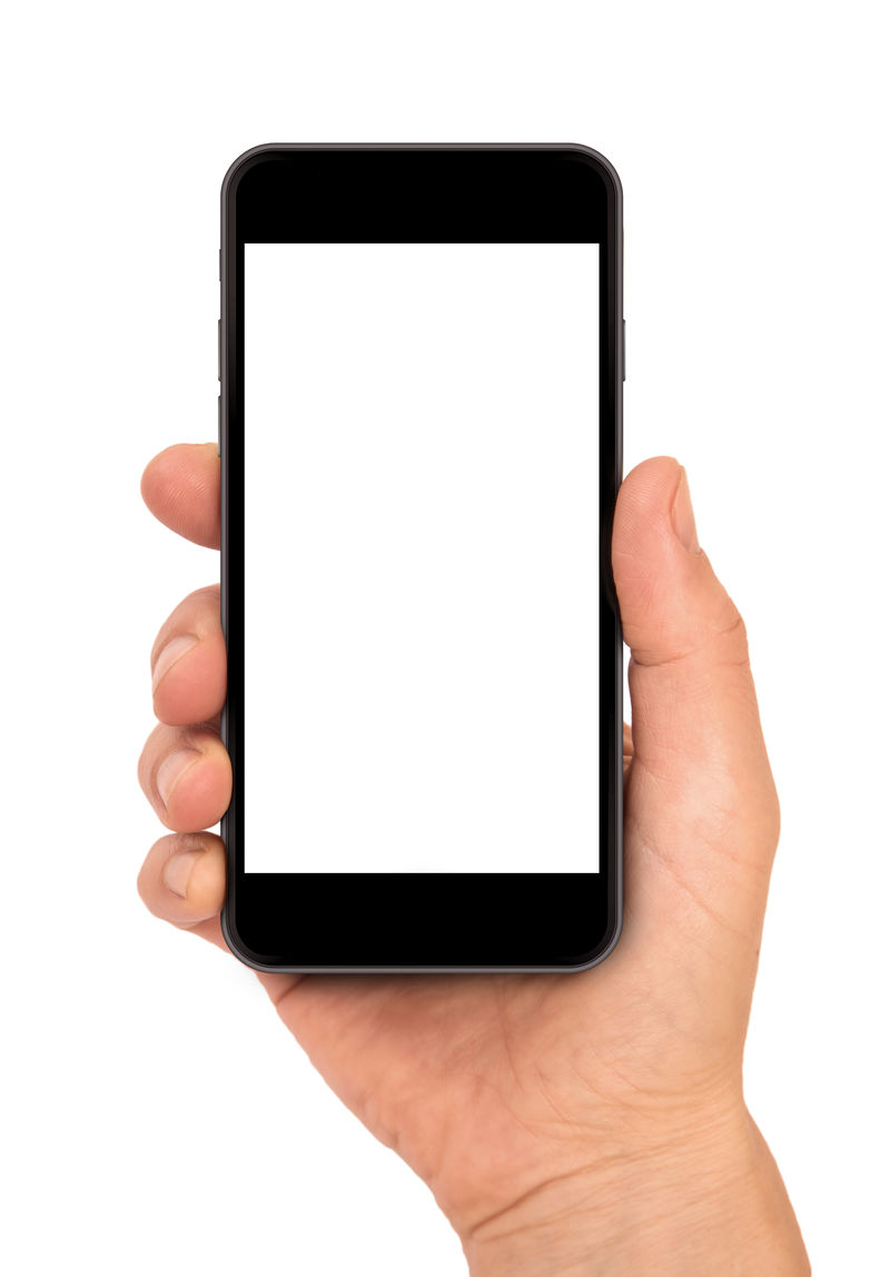 女人手拿黑色智能手机，iphon6风格