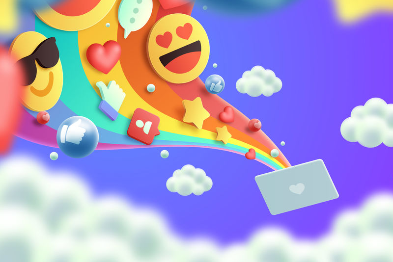 社交媒体3d矢量背景