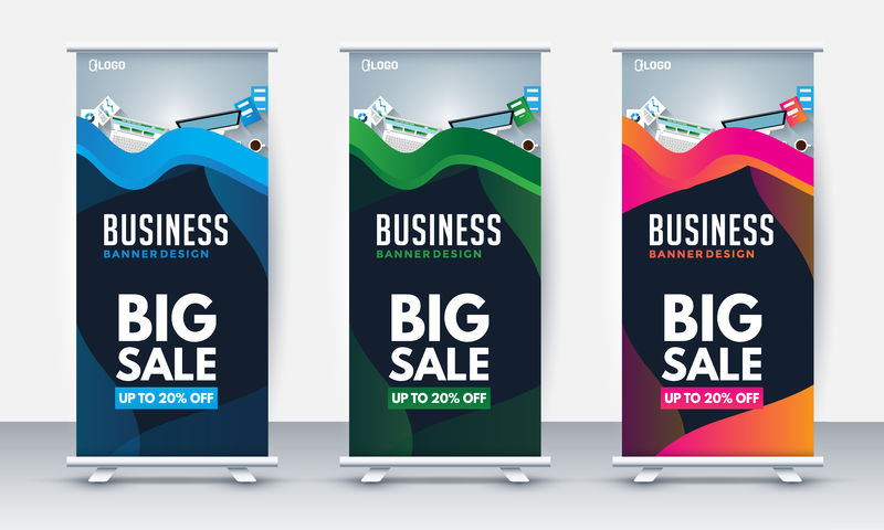 矢量竖横幅设计模板