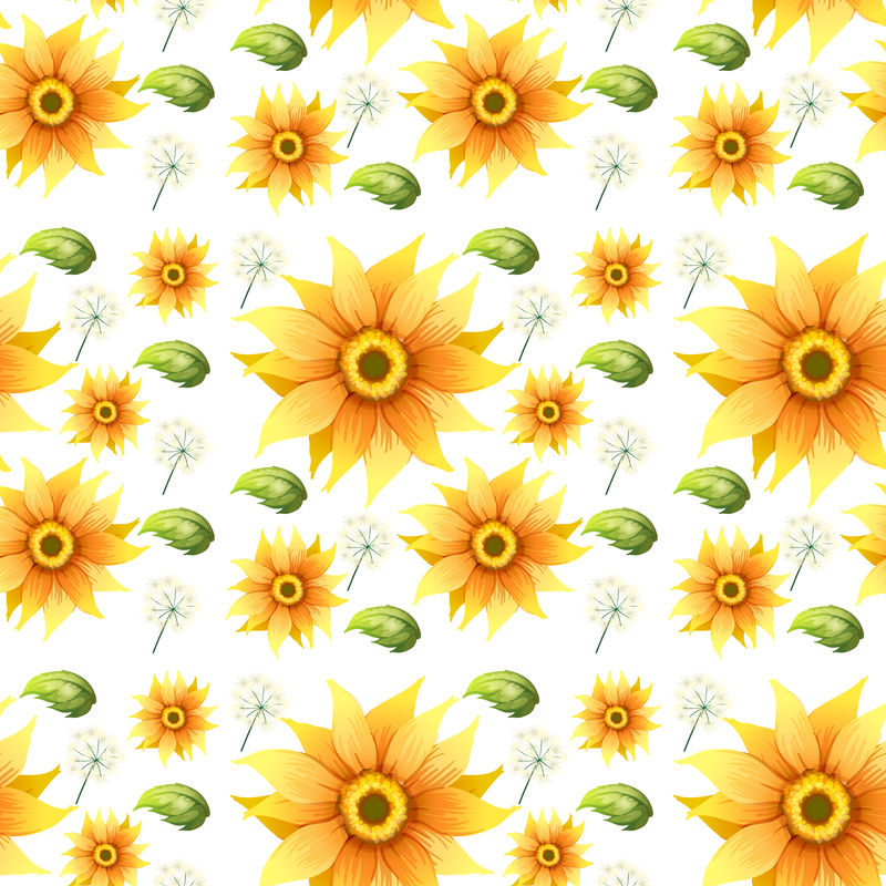 无缝背景向日葵