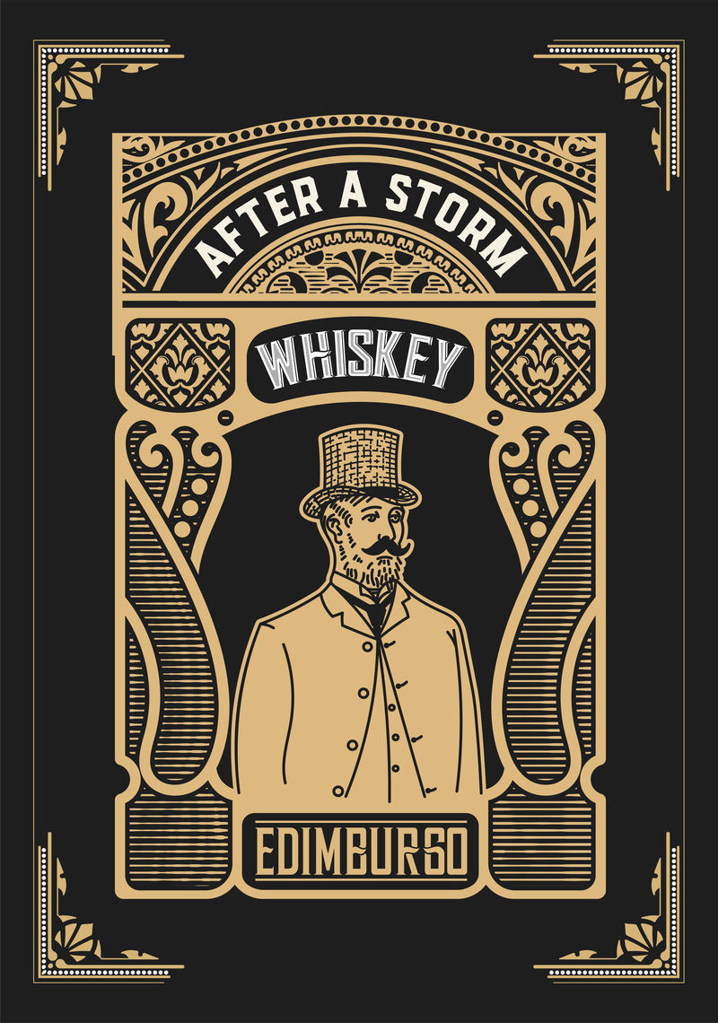 复古设计的标签。特瑞科威士忌或其他comerci