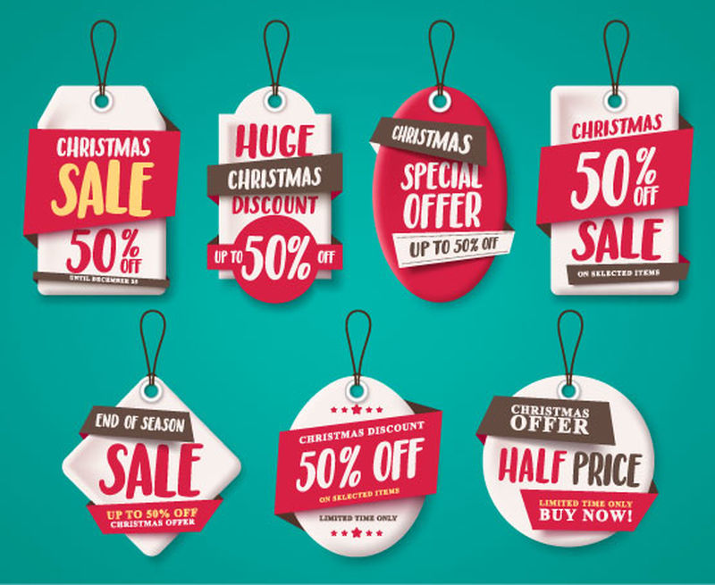 矢量圣诞销售标签