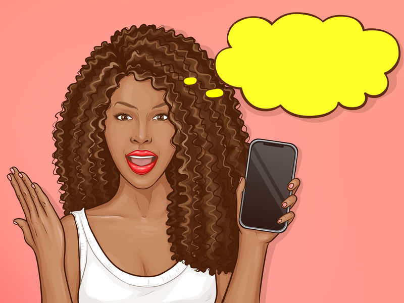 非洲裔美国妇女手持智能手机