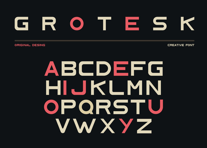 拉丁字母，怪诞风格的无衬线字体