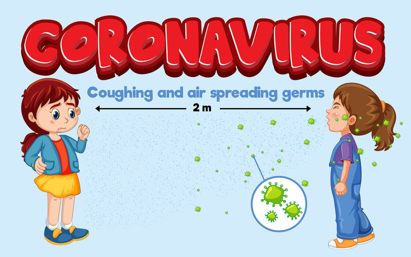 以咳嗽和空气传播细菌为主题的冠状病毒