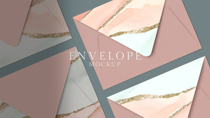 粉红色请柬信封模型