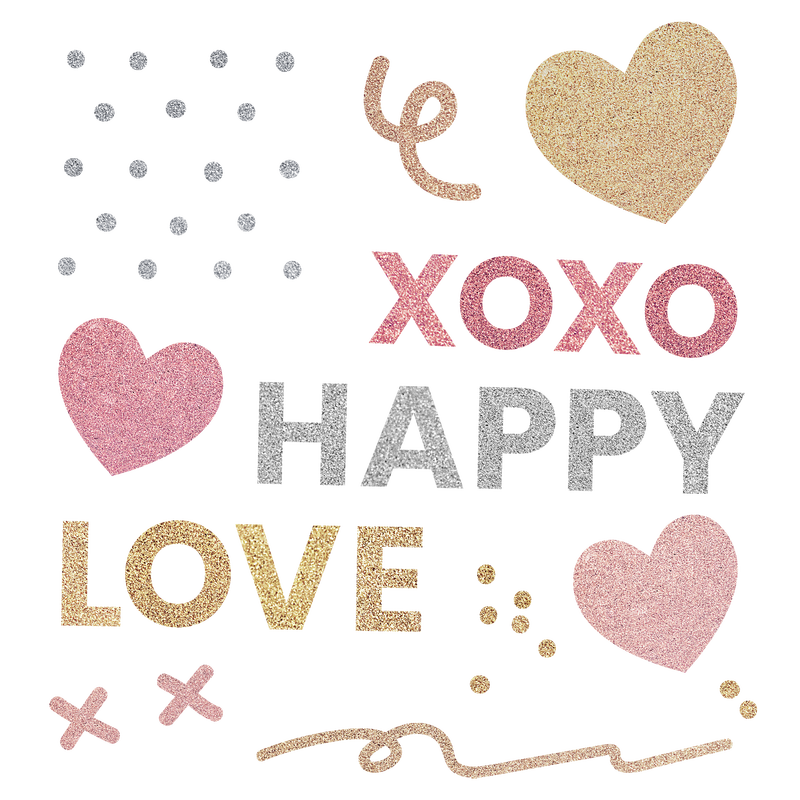 闪光爱情主题贴纸套装透明png