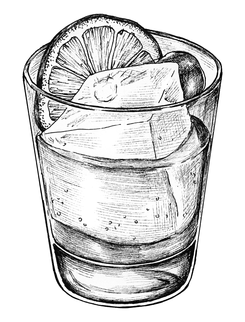 冰透明png手绘柠檬水