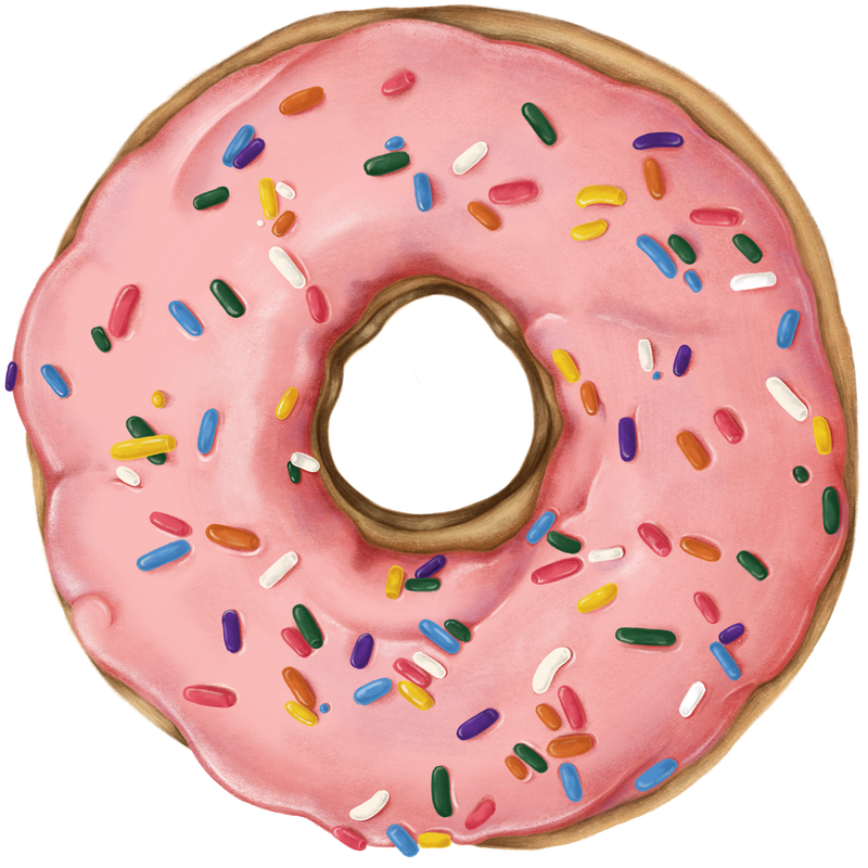 手绘透明透明甜甜圈