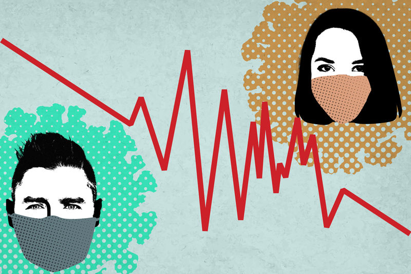 冠状病毒大流行期间在公共场合戴口罩的人