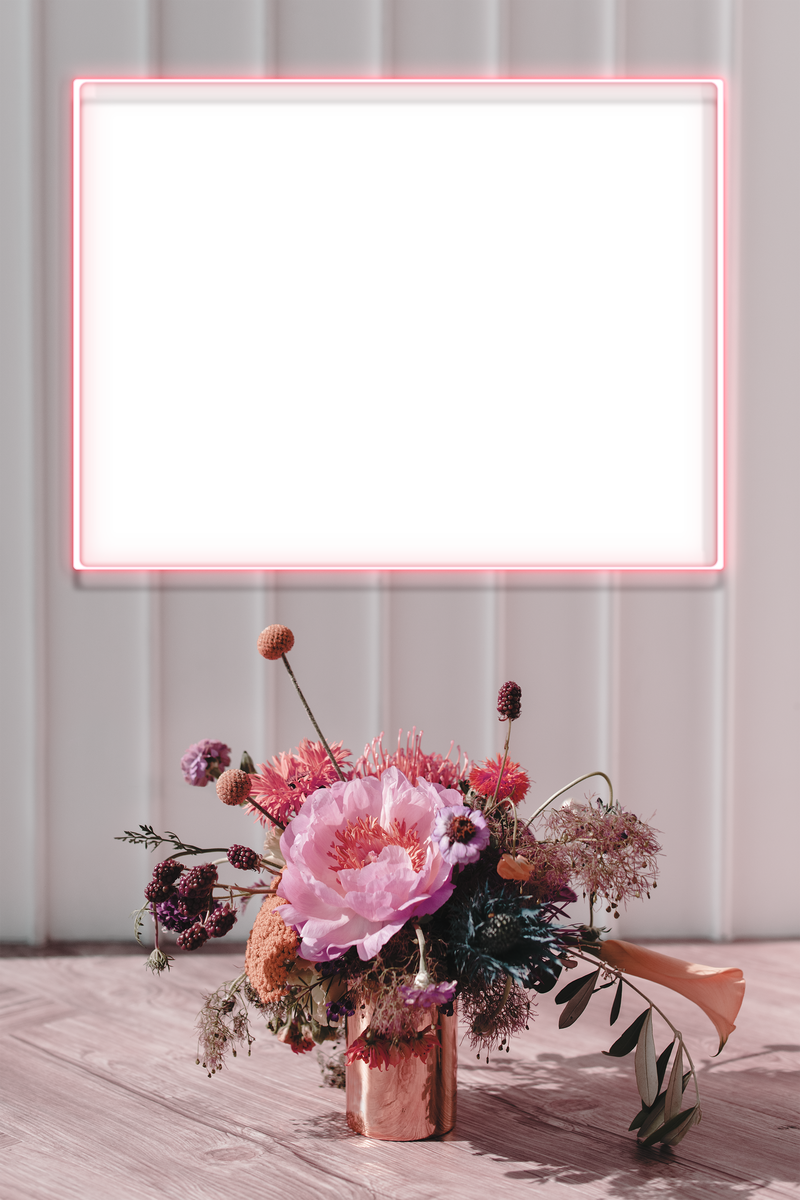 粉色霓虹灯框架设计元素