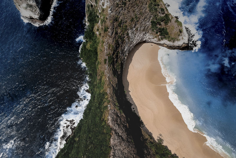 印度尼西亚巴厘岛科林金海滩鸟瞰图