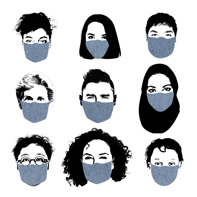 冠状病毒大流行期间戴口罩的人