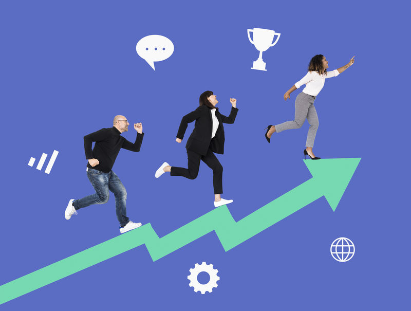 商业人士朝着目标奔跑