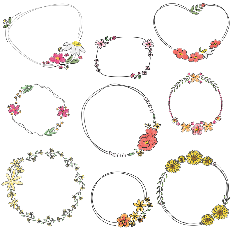 手绘花环透明png系列