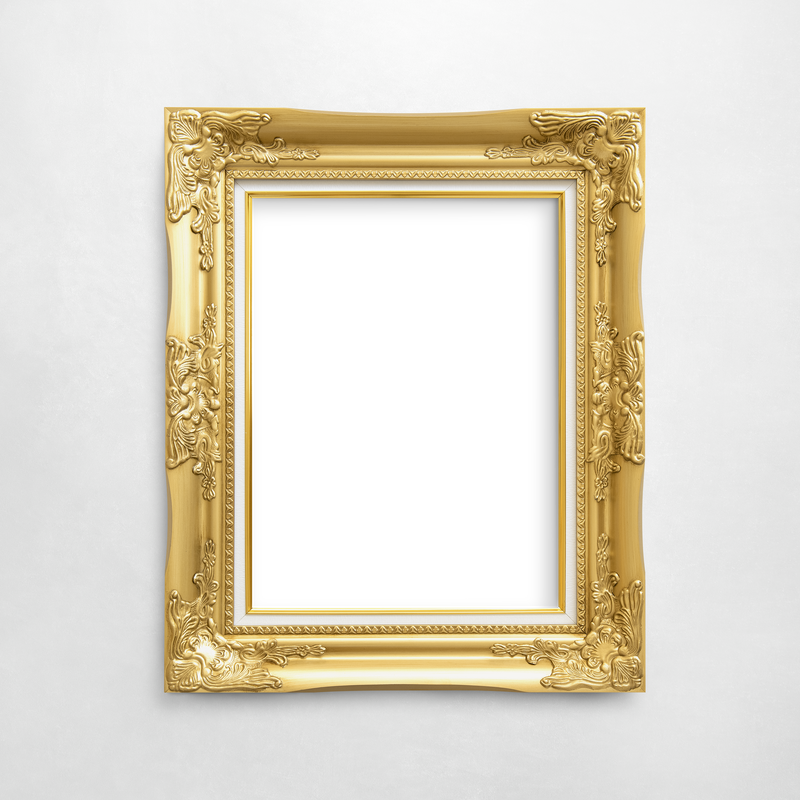 灰色墙上的复古金色相框模型