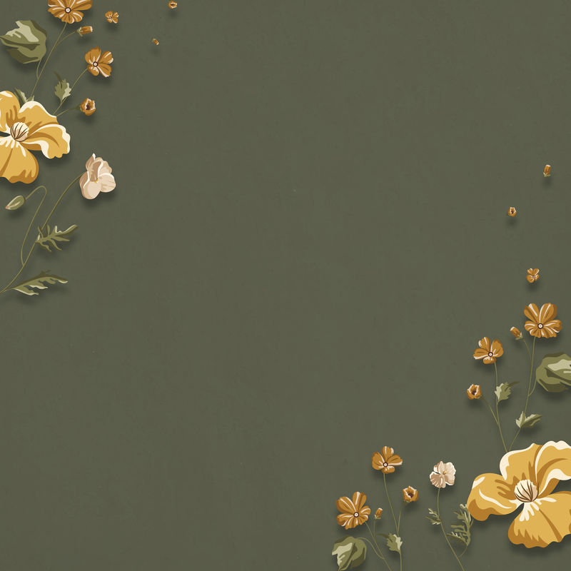 绿色背景向量上的黄色花朵