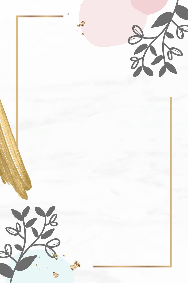 金色花朵矩形框向量