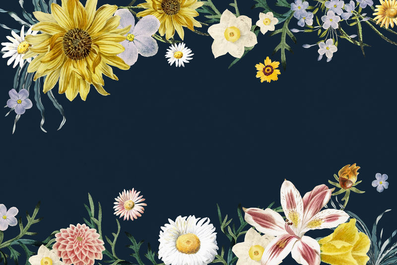 夏季花朵复古框架psd
