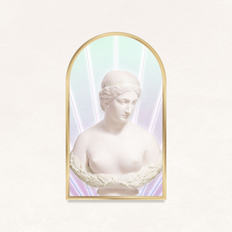 复古女性裸体雕塑psd全息效果