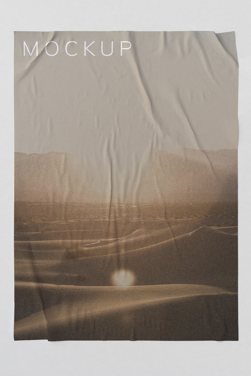 墙上有皱褶的自然海报模型