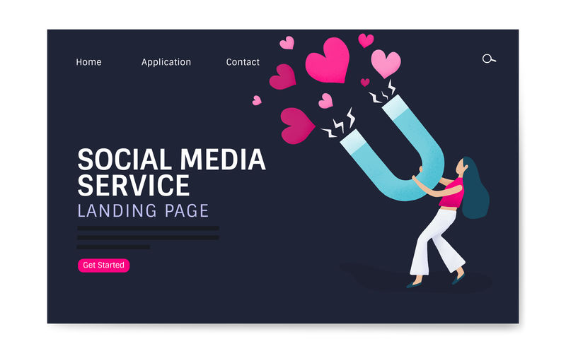 社交媒体服务登陆页面布局向量