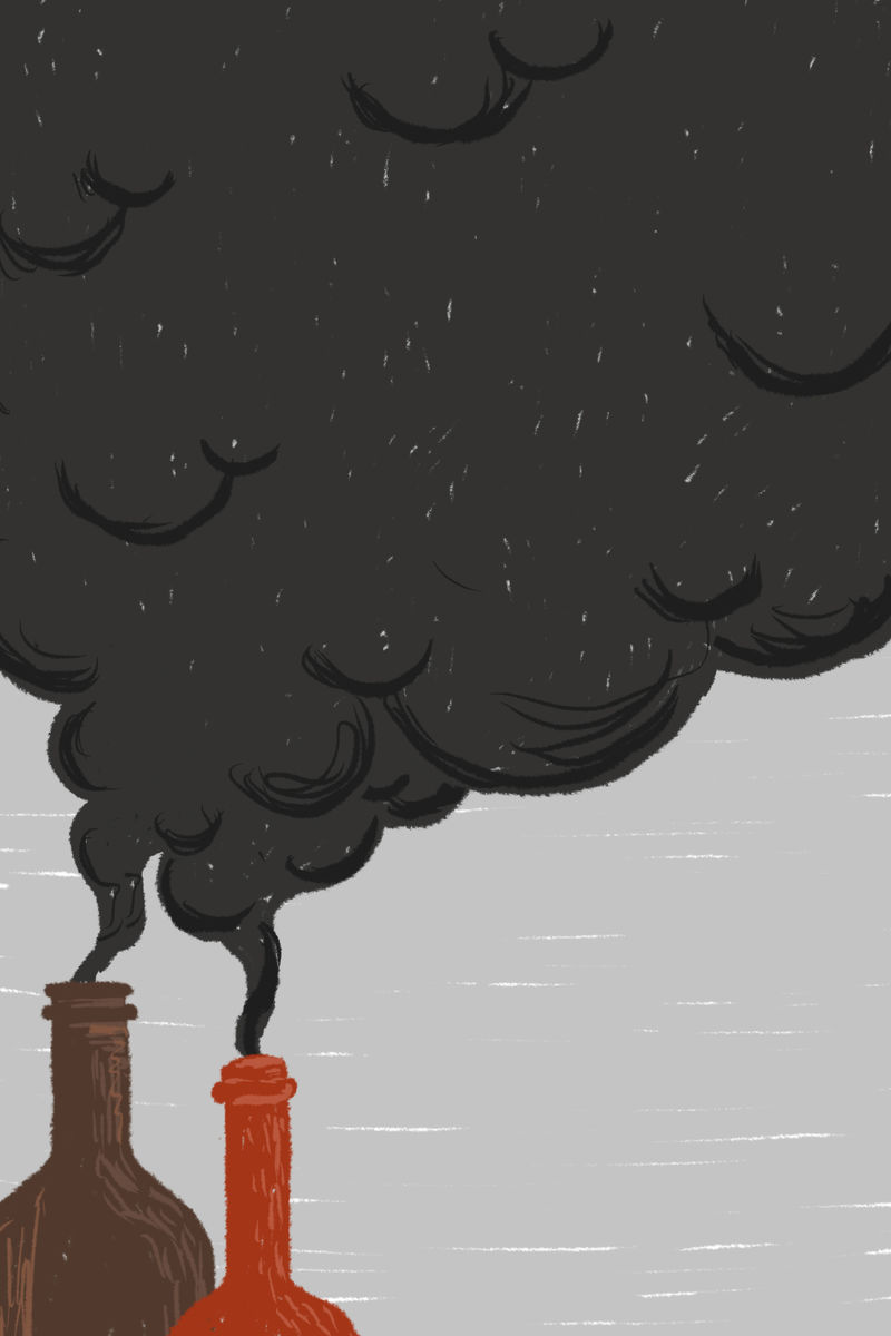 工业烟囱产生烟雾背景图