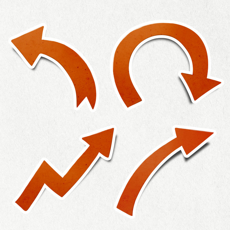 火焰橙色箭头贴纸带白色边框图标集