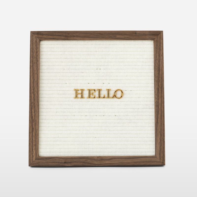 你好在一个木制的方形框架设计元素