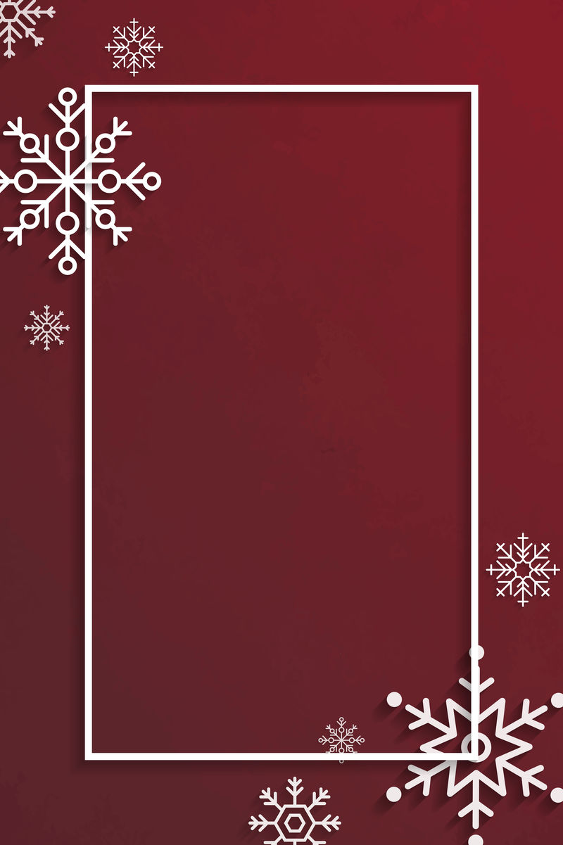 基于红色背景向量的雪花圣诞画框设计