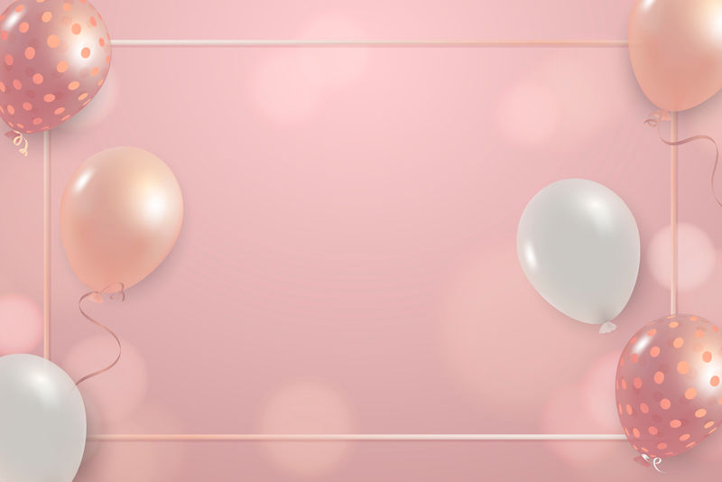节日粉色新年矢量框庆祝气球博克背景
