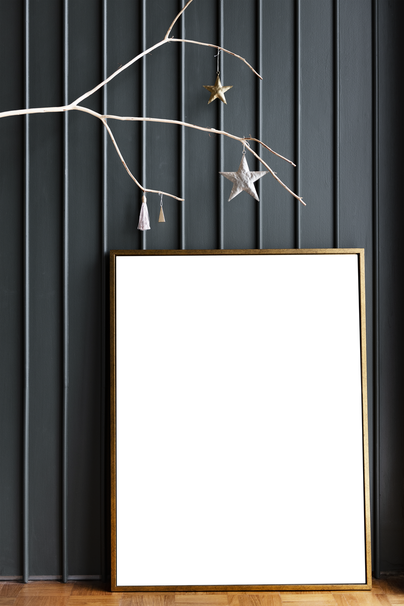 地板上金色相框透明png