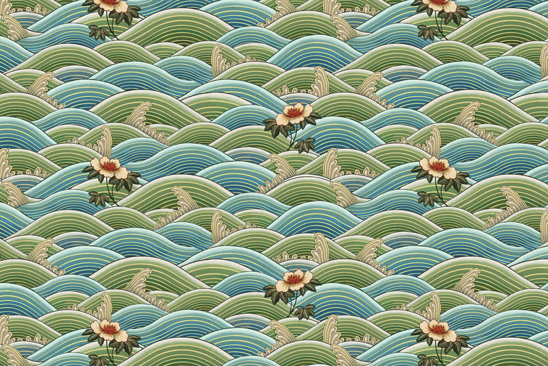 Psd中国波浪图案东方背景