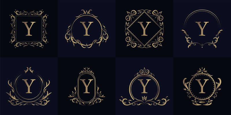 矢量字母花纹标签