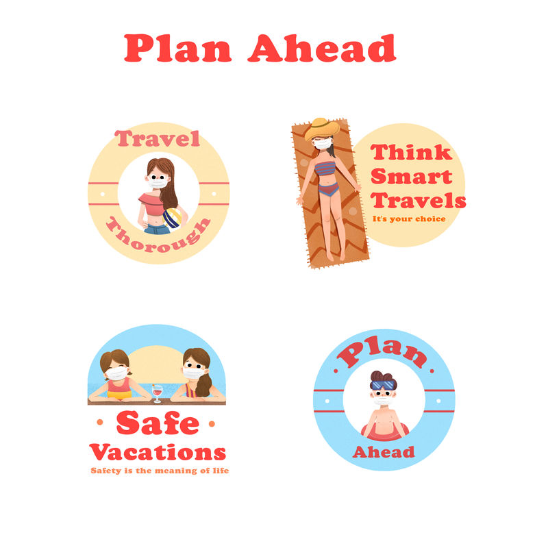 标志设计与COVID-19预防概念的品牌和m