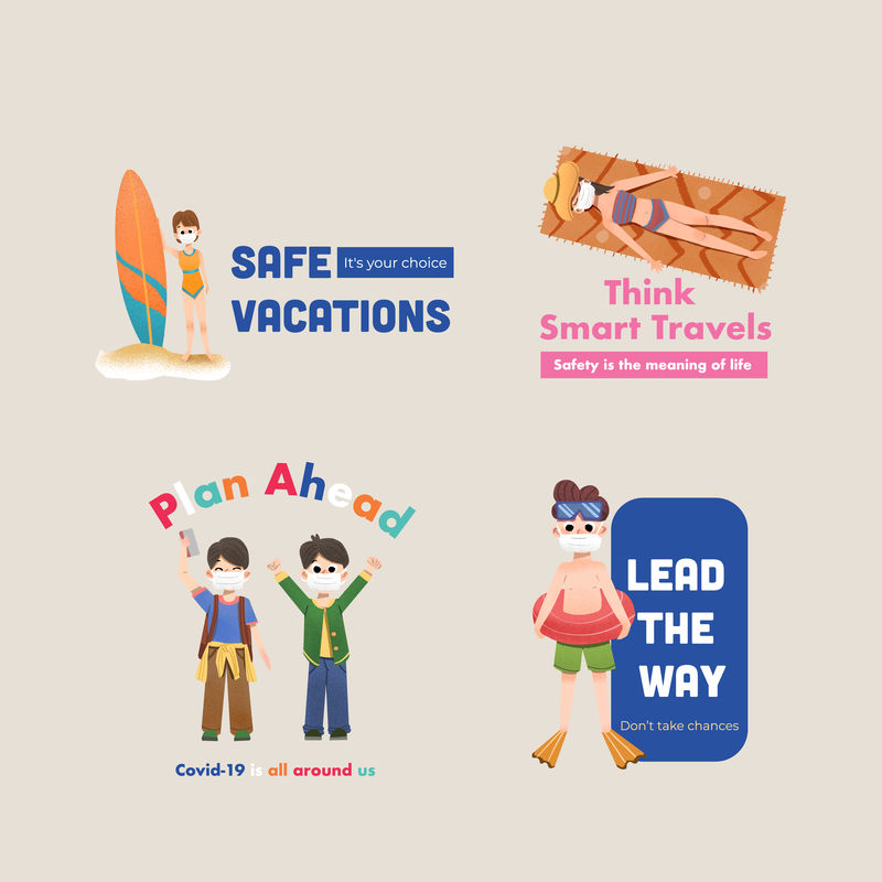 标志设计与COVID-19预防概念的品牌和m