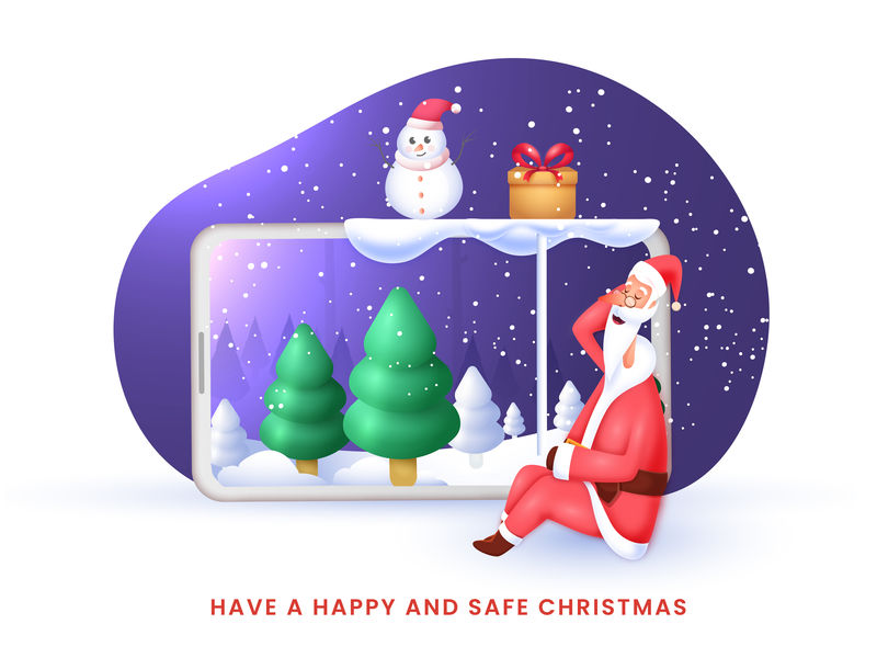 卡通圣诞老人快乐平安圣诞海报设计