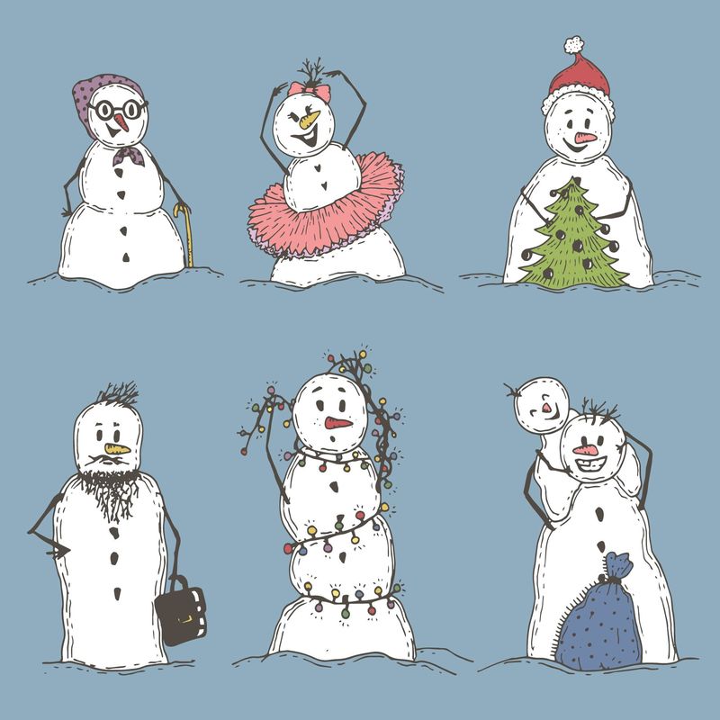 图片 插画 矢量雪地里的圣诞雪人矢量圣诞雪人与礼物图片id: 399038
