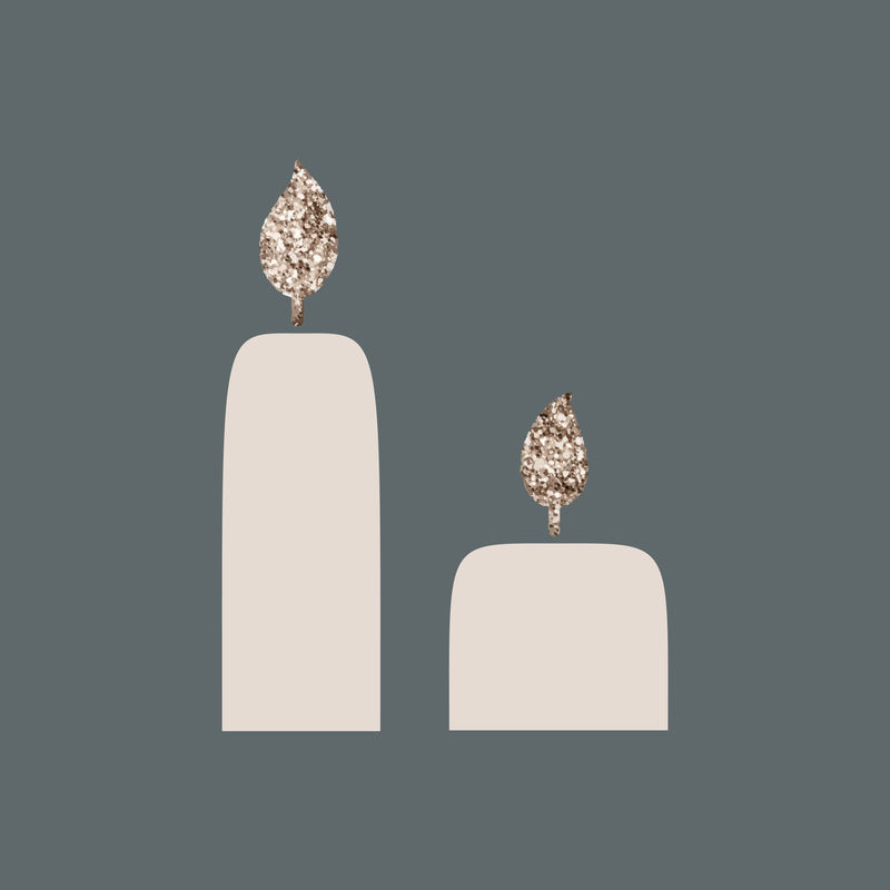 新年灯柱蜡烛在绿色背景向量上涂鸦