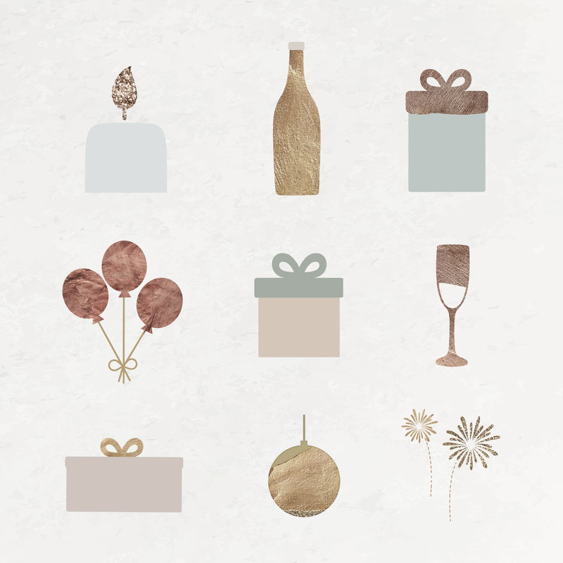 金光闪闪的新年庆典套装